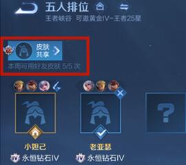 王者荣耀皮肤共享特权使用方法
