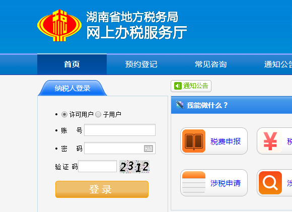 湖南电子税务局网上申报系统