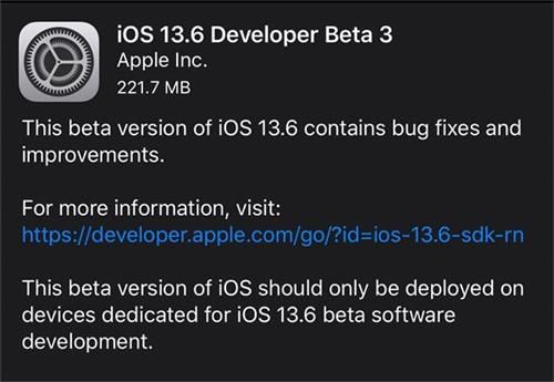 苹果iOS13.6开发者预览Beta3描述文件下载