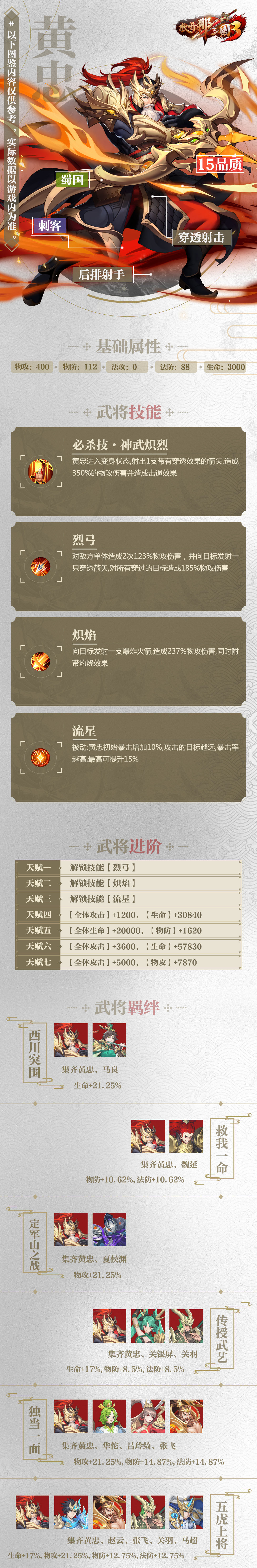 放开那三国3黄忠属性技能羁绊图鉴