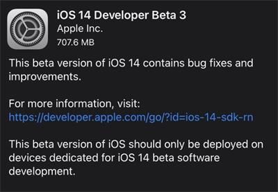 苹果iOS14Beta3下载