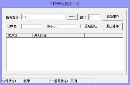 FTP开设助手1.0绿色版